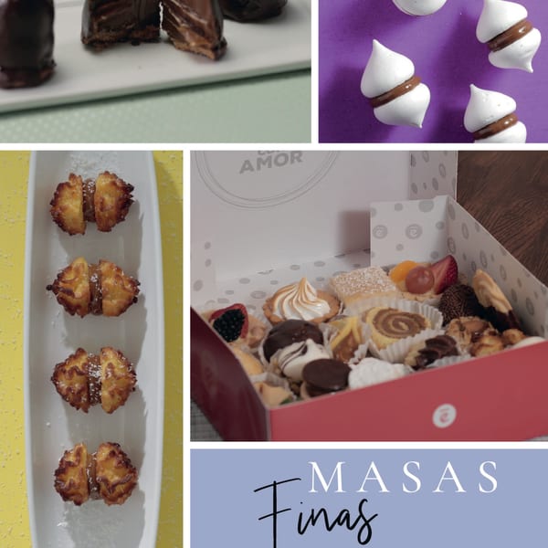 A collage of Argentinian desserts including chocolate pastries, meringues, coconut treats, and a dessert box.