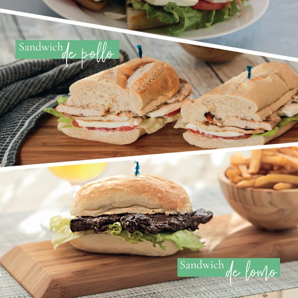 Two chicken sandwiches and one steak sandwich with fries, showcasing Argentinian cuisine.